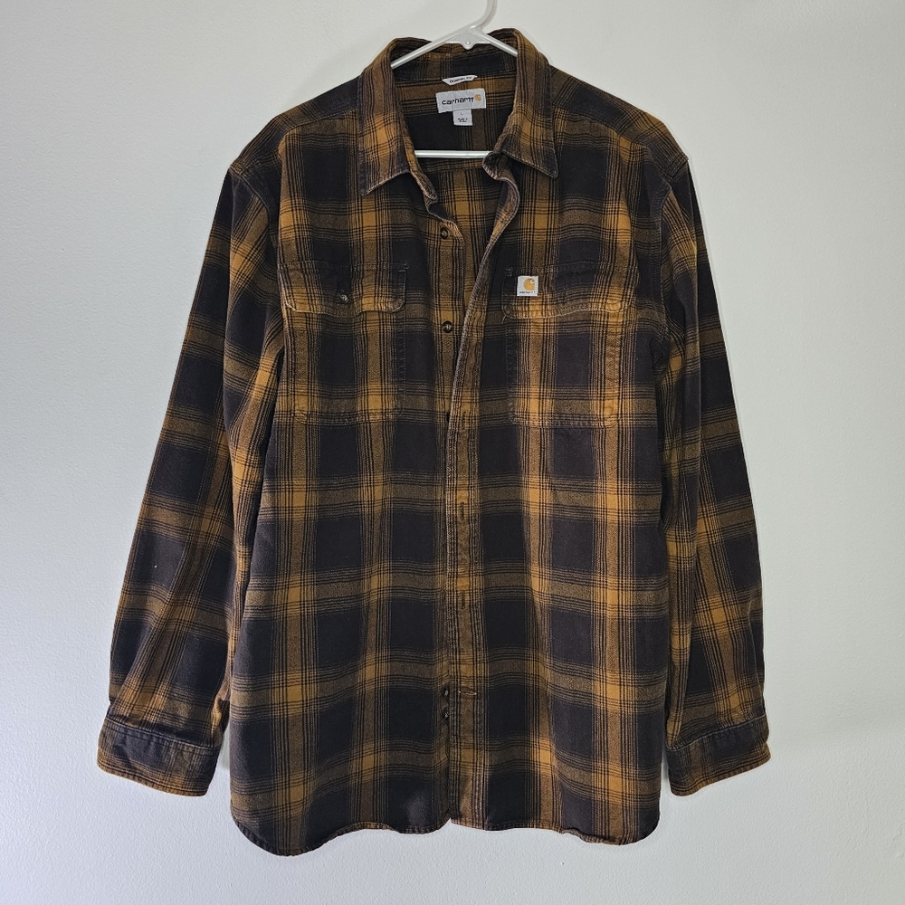 Carhartt Original Fit Plaid Flannel Button Down Shirt Sz L - Picture 9 of 9